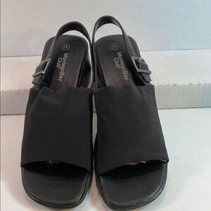 MONTEGO BAY Club Women's Sandal Black Strappy Buckle Slides Size 11
